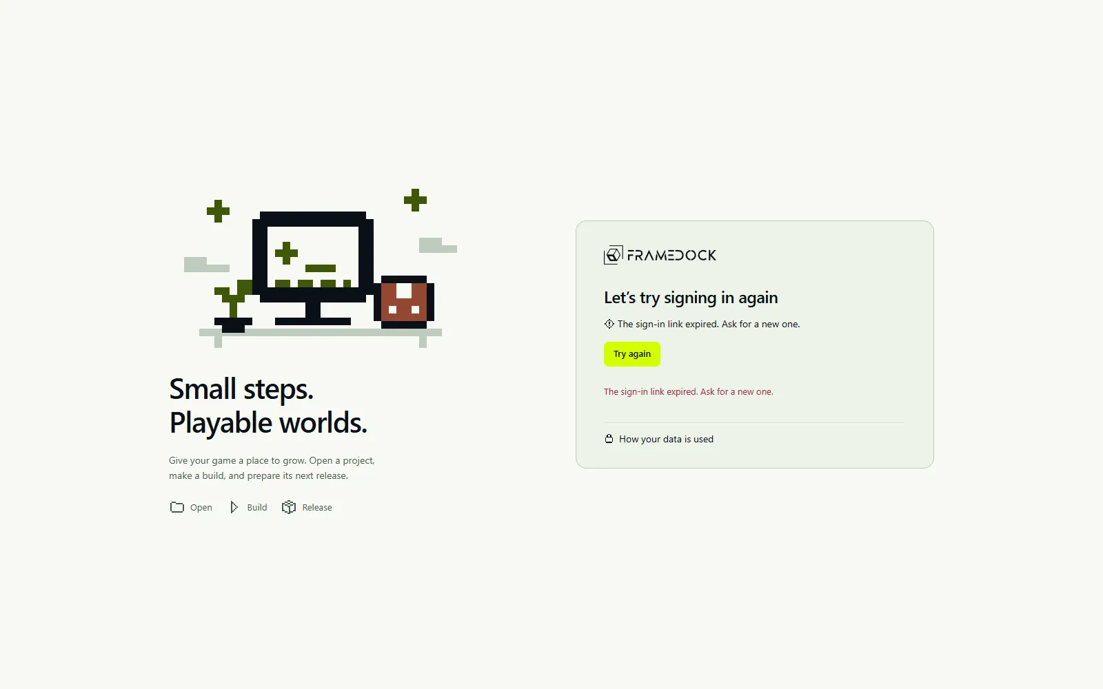 Application example: the sign-in request expired.